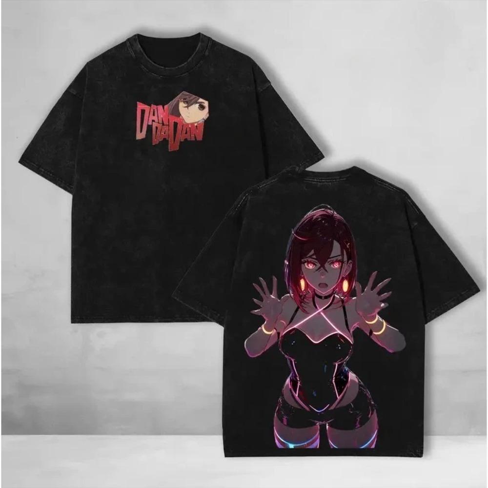 Dandadan Takakura Ken (Berserk Form) & Lucky Cat Vintage Washed Double-Sided Anime T-Shirt, Unisex Supernatural Manga Fan Streetwear Tee