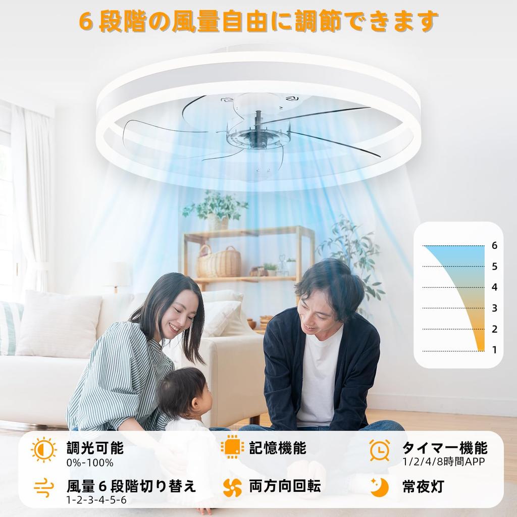APPOLYN Ceiling Fan Light, LED Ceiling Light, Air Circulation Fan with Dimmable Light, Color Change, and Rotating Blades, Timer Included, Suitable