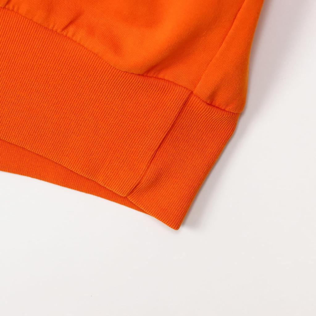 Champion Short Sleeve Ribbed Fleece Embroidered Crew Dull Women's Sweatshirt, 100% Cotton, Knit, Lining, Logo, Neck, Casual, Orange, CW-Z006