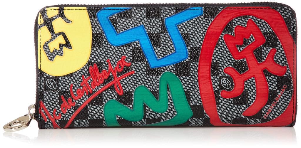 Castelbajac Men's Leather Long Wallet with Zipper closure, Black, 66623