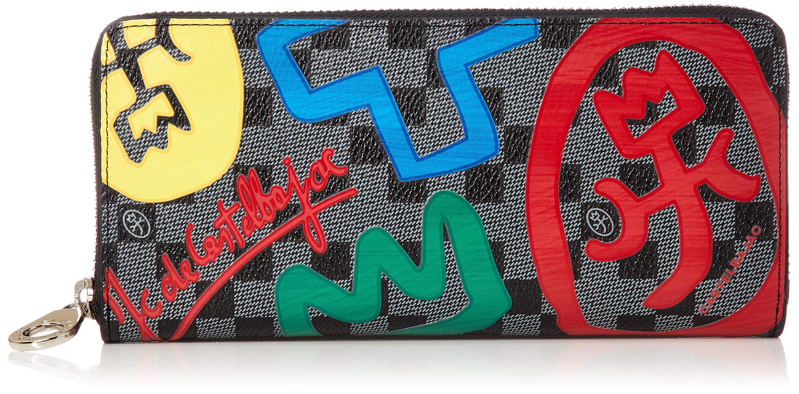 

Castelbajac Men s Leather Long Wallet with Zipper closure, Black, 66623