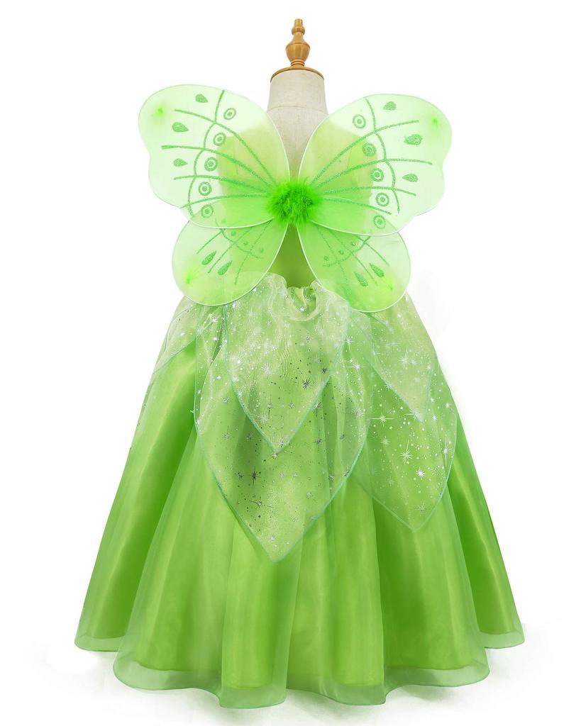 Axaxa Princess Dress for Kids (Butterfly Fairy Costume + Butterfly Wings) 2-Piece Set, Fairy Girl Dress, Cosplay, Flower Fairy, Spirit Costume, Girls,