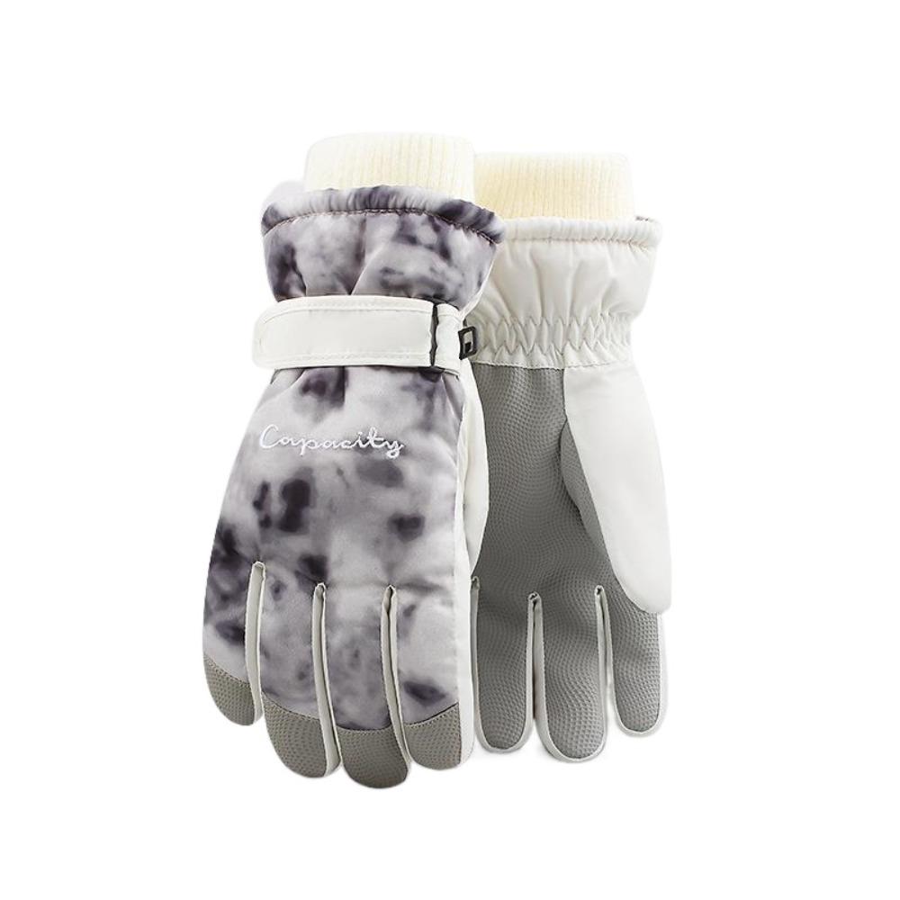 

Touchscreen Winter Skiing Gloves Tie Dye Cycling Mitten for Women Plush Warm Riding Gloves Adults светло-серый