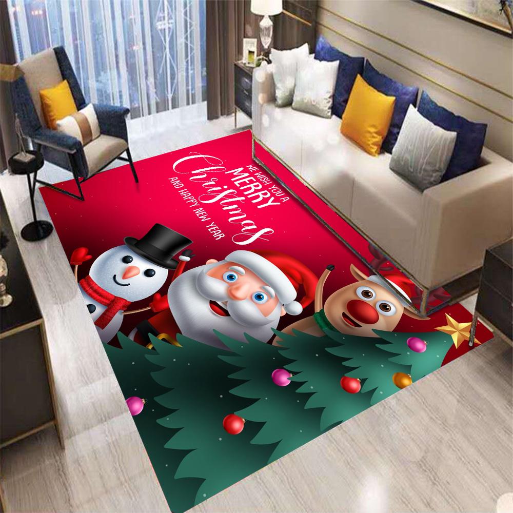 Christmas Theme Carpets for Living Room Decor Bedroom Bedside Area Rugs Non-slip Washable Home Hotel Coffee Table Sofa Floor Mat