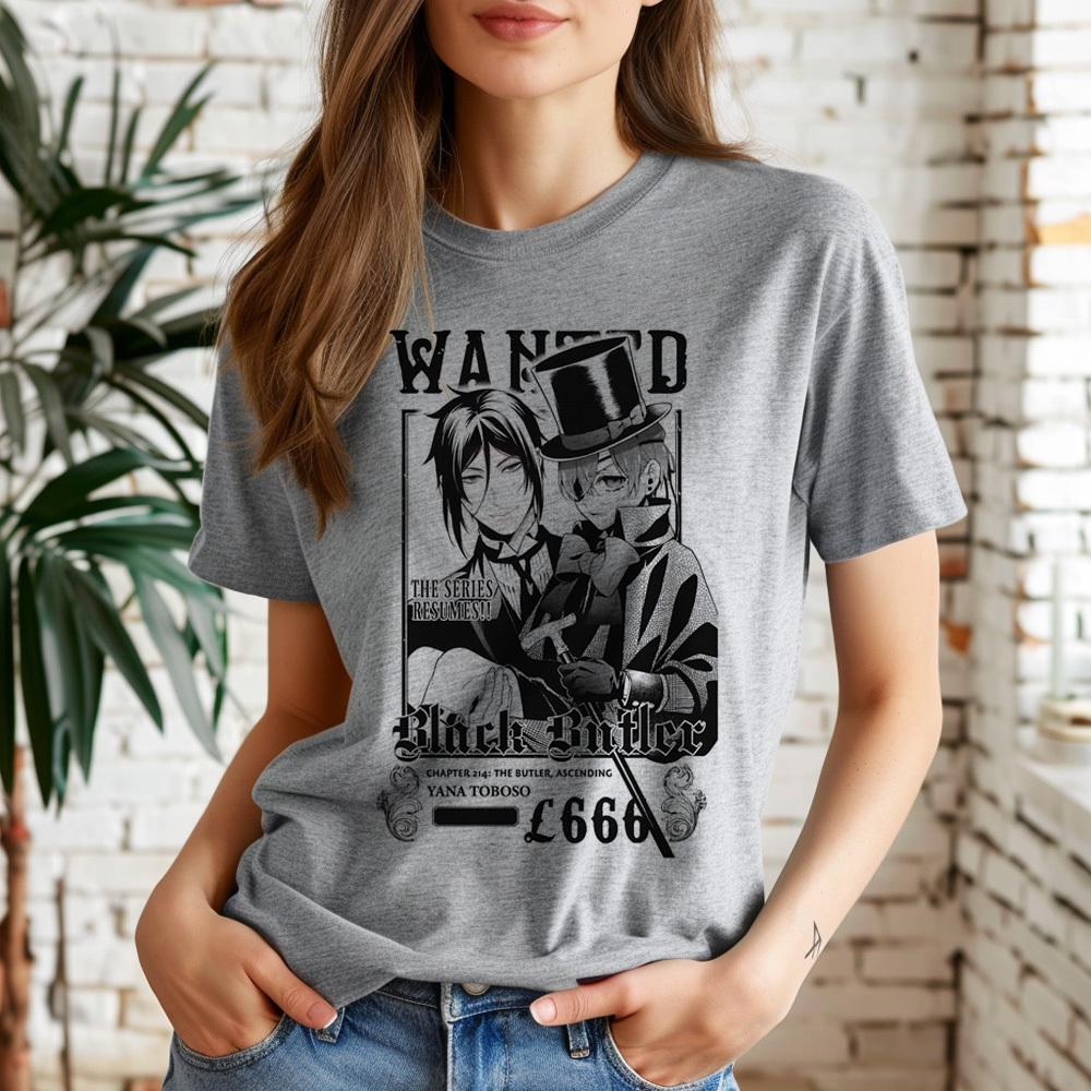 Black Butler shirt women Psychedelic women Graphic Retro korean clothes University t-shirt Retro harajuku Y2k 2000s Grunge