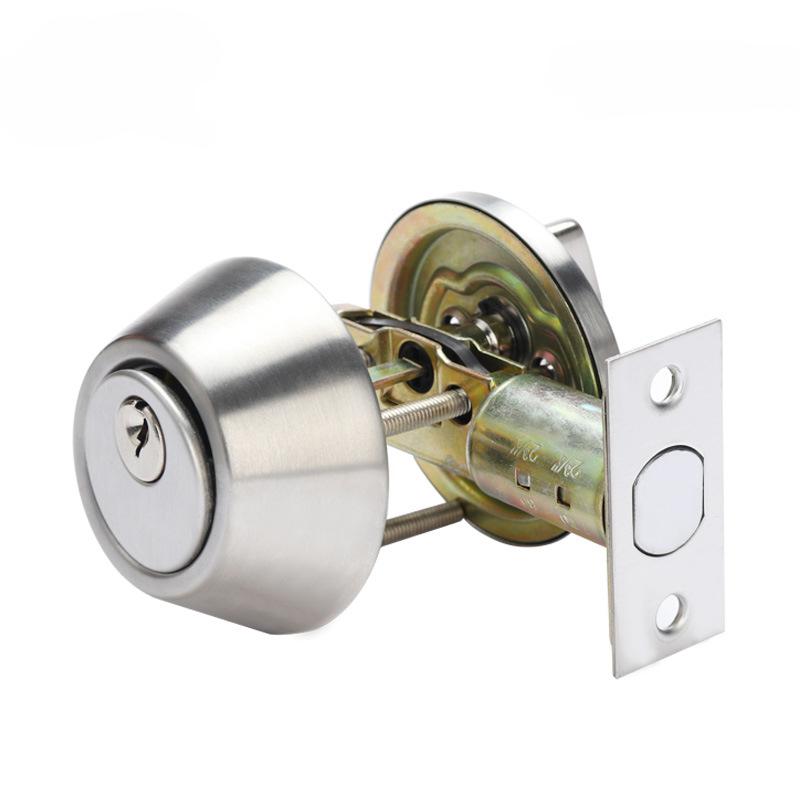 Home Door Gate Single Cylinder Deadbolt Stainless Steel Dead Bolt Door Lock Round-shape Locking Gear Door Lock Invisible Lock