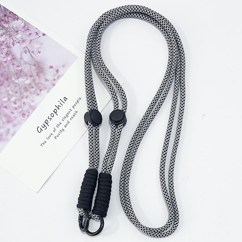 Adjustable Color-Block Crossbody Phone Strap with Clip & Chain