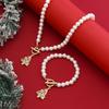 Jewelry personalized fashion OT buckle ins style necklace, snowflake Christmas tree geometric imitation pearl necklace for women
