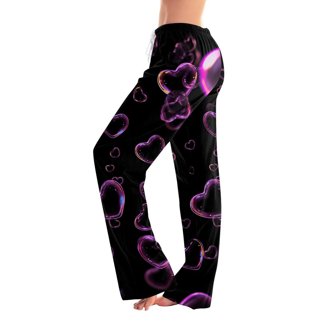 Women's Valentine's Day Heart,themed Casual Milk Silk Fleece Pants, Sleep Pants, Home Pants