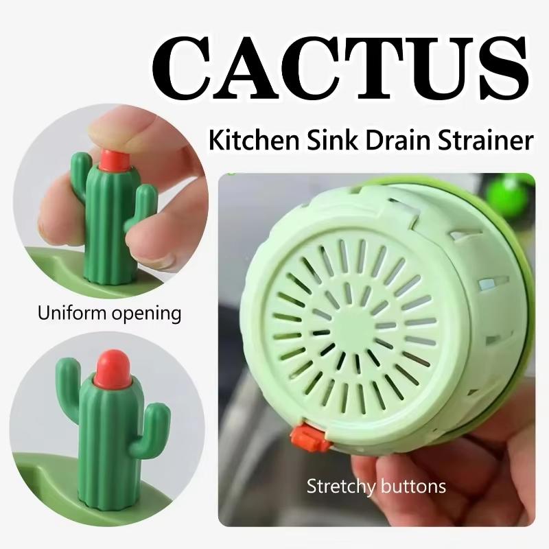 1pc Cactus Sink Drain Strainer Press Automatic Dumping Basket Multi-functional Use Filter Net for Tub Kitchen Waste Collector