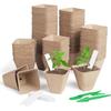 Square Peat Nursery Pots 150 Pcs 3in Biodegradable and Label, Used for Outdoor Gardens In Plant Nurseries