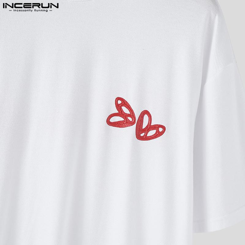 INCERUN Plus Size Men Short Sleeve Print Casual Loose T-shirts Tops