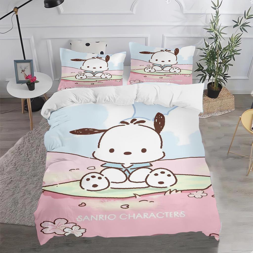 Pochacco Sanrio Quilt Cover Cartoon Puppy Anime Duvet Printed Comforter 100% Polyester Bedding Twin Size Children Gift