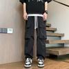 Big Pocket Ice Silk Tooling Pants Men's Spring and Summer American High Street Drape Long Pants Loose Straight Casual Wide Legs