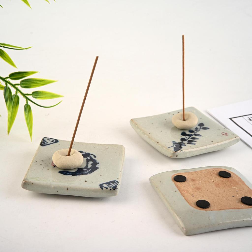 Antique Zen-Style Chinese Pottery Incense Holder and Burner Tea Table Decoration