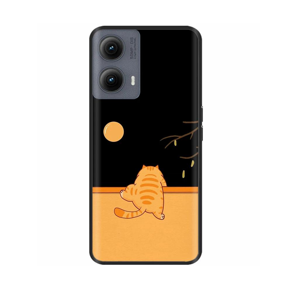 Silicone Casing For Motorola Edge 2024 Case Lovely Cartoon Soft TPU Black Cover For Moto Edge 2024 6.6" Shockproof Fundas Capa