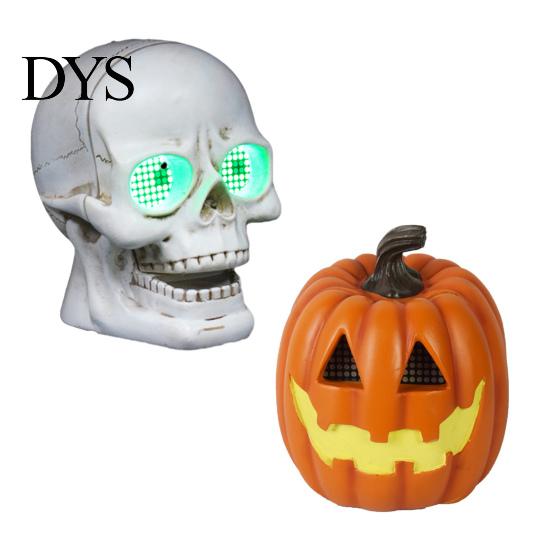 Halloween Pumpkin Lantern Resin Light Up Pumpkin/Skull Figurine LED Lamp for Haunted House Party Garden Patio Decor Durable