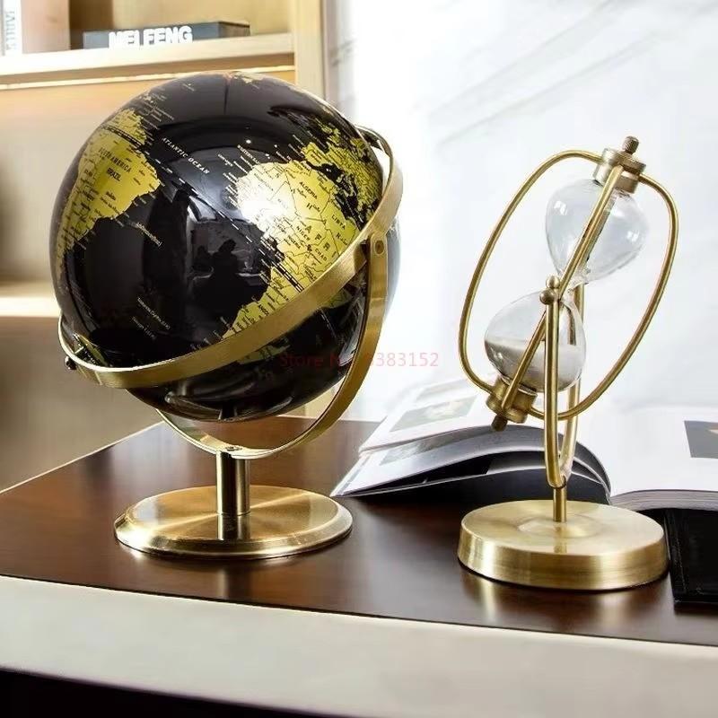 New 20/23cm Black Gold Rotating Globe British Home Office Decoration European Style Creative Handicraft Decoration Globe