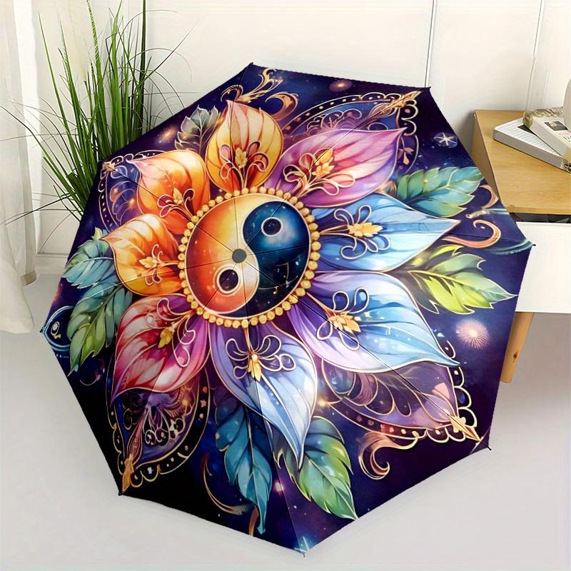 1pc Yin Yang Symbol Automatic Umbrella - 8-Rib Foldable Design, Outdoor Adventures, and Family Celebrations yy250829090