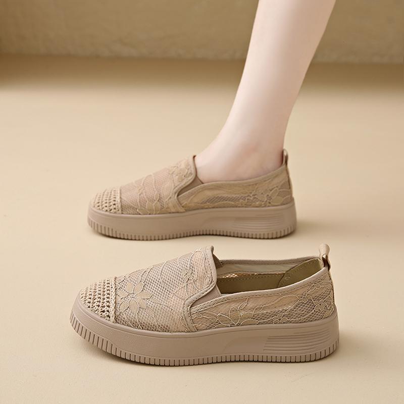 

Fashion CRLAYDK Women s Penny Loafers Lace Jacquard Driving Moccasins Casual Slip On Comfort Ladies Walking Flat Breathable Boat Shoes 35