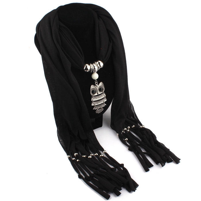 

Женщины Ожерелье Шарфы Сова Кулон Ювелирные изделия Кисточки Шарф Шаль Обертывание BK