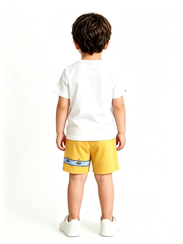 Summer Boys Cartoon Print Short Sleeve Shorts Set, Breathable Two-Piece Outfit For Home & Outdoor Wear