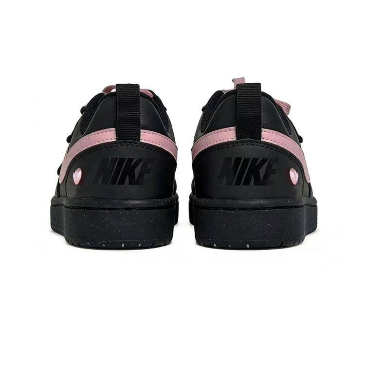 Nike Court Borough 2 Flowing Leather Abrasion Resistant Lightweight Low Top Skateboard Shoes Women's Black Pink DV5456-002(Team1960-)