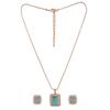 Estele Rose Gold Plated Mint Green Stones Square Designer Pendant For Women