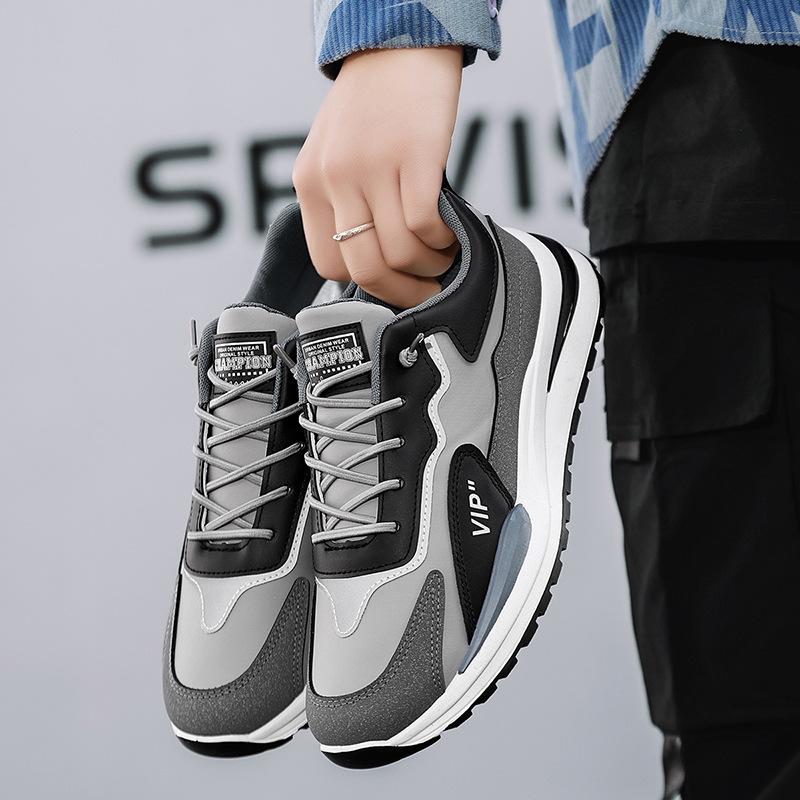 Spring and Autumn New Sports Shoes Men's Shoes Waterproof Casual Men's Shoes Lightweight Soft Sole Student Youth Running Shoes Leather Surface Tide
