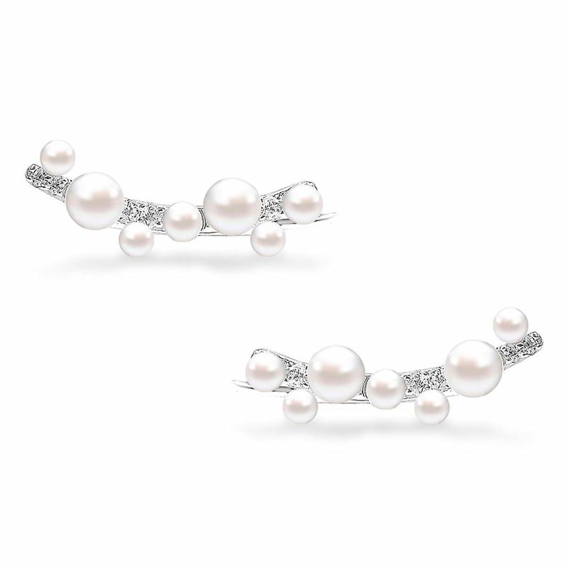 APM Monaco ETERNELLE [Romantic Confession] Silver White Pearl Branch Friend 925 Silver Earrings Women s Pearl Branch Earrings Endless Love серебряный