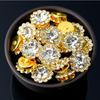 50P 10/12Mm Round  Glass Sewing Stone Glue-On Claw  Gold Base Button Sew On  For Diy Clothes Crafts