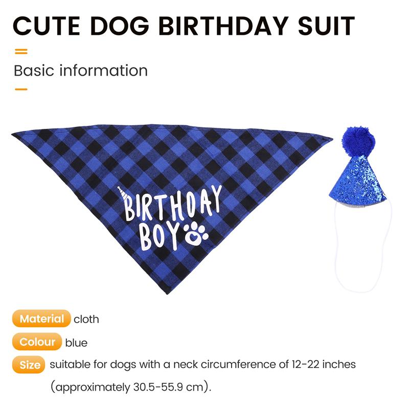 2025 Trend Dog Birthday Party Supplies,Pet Birthday Hat And Boy Doggy Birthday Bandana Set