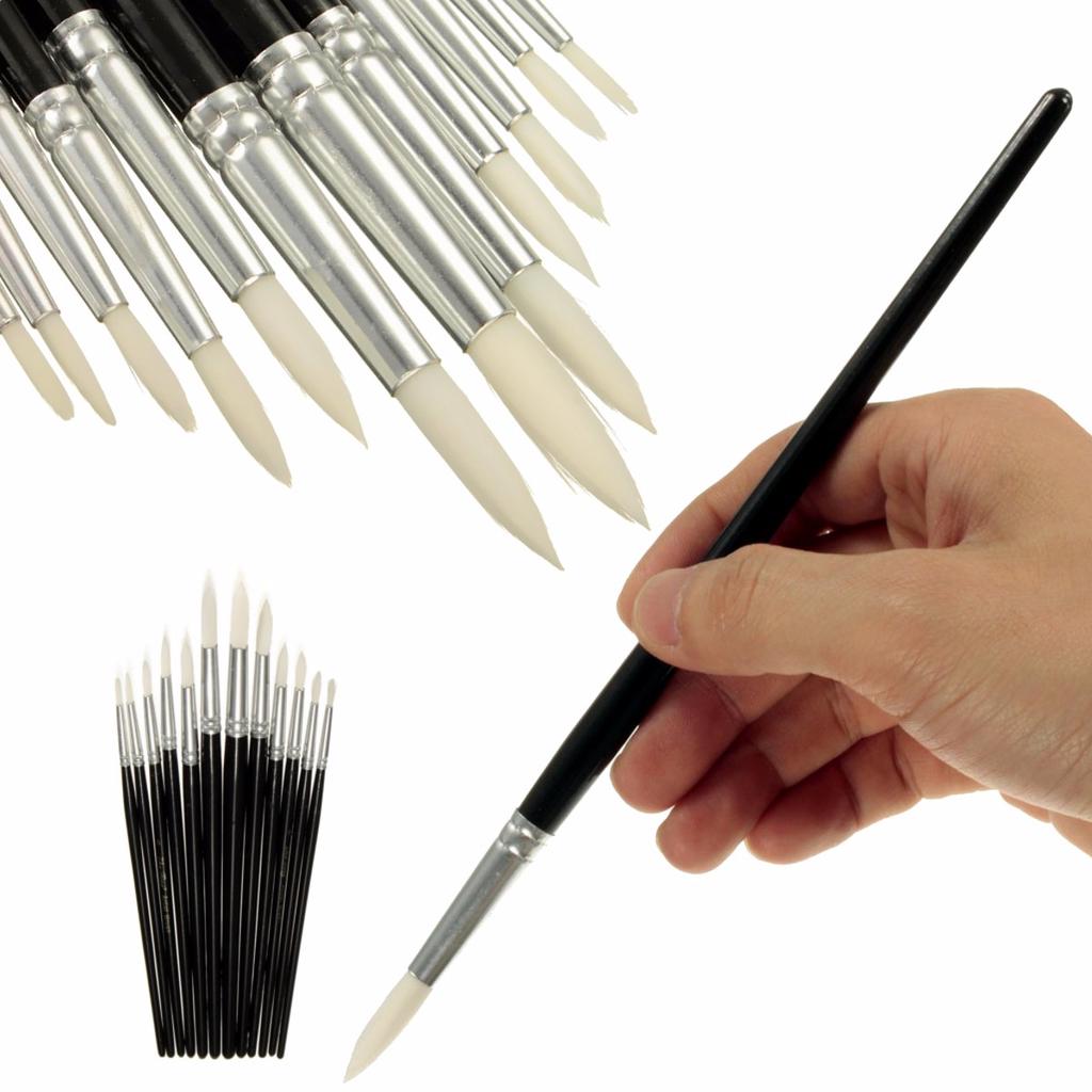 12pcs Hair Wooden Handle Watercolor Paint Brush Pen Set For Learning Diy Oil Acrylic Painting Art Paint Brushes Supplies,set 1