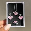 Kristall Ängelvingar Hjärta Hänge Halsband Set Damer Flicka Enkelt Y2K Rosa Vit Zirkon Kärlek Elegant Halsband Kvinnor Smyckesset
