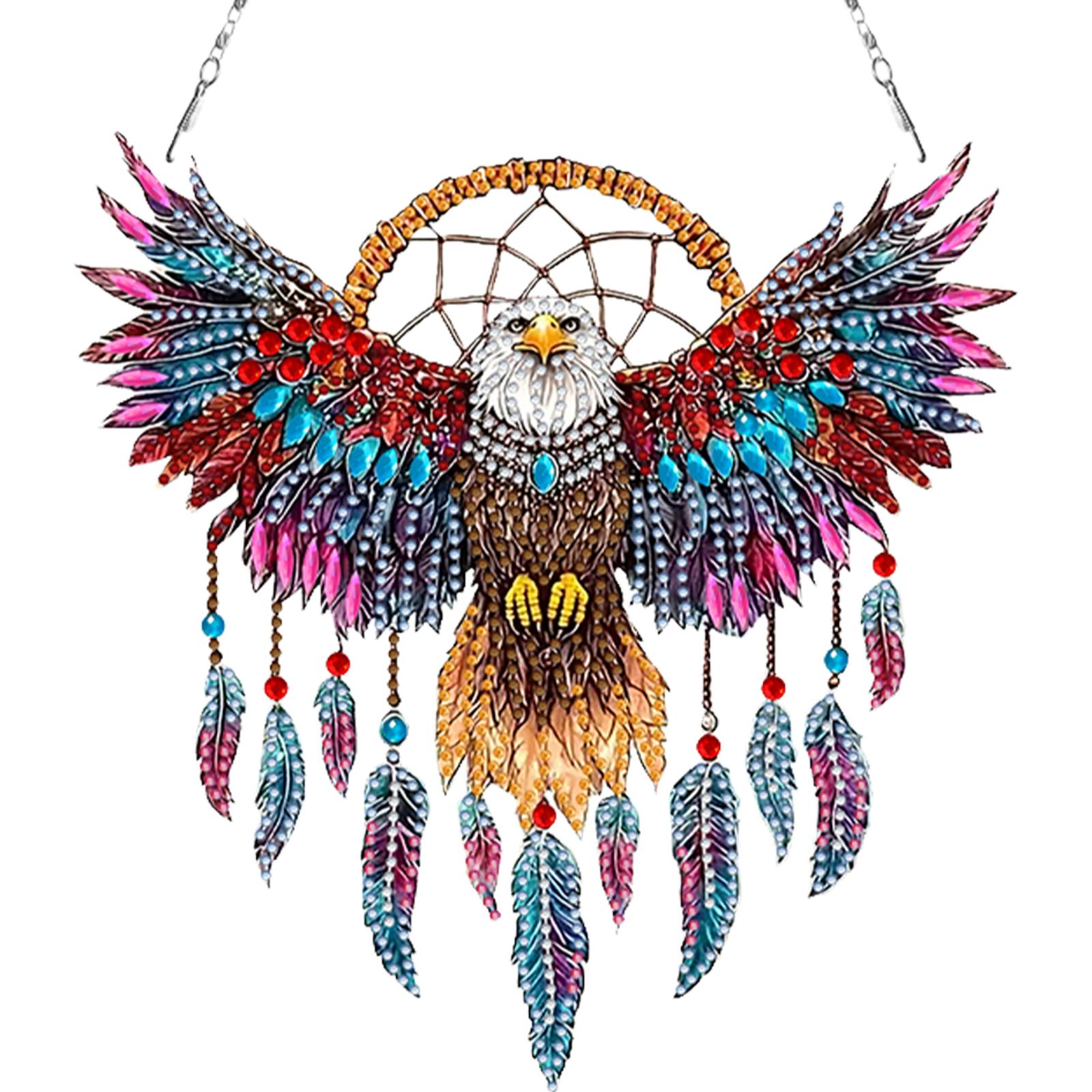 

Feather Dream Catcher Rhinestone Diamond Art Pendants Diamond Painting Ornaments Diamond Painting Hanging Pendant for Art Crafts
