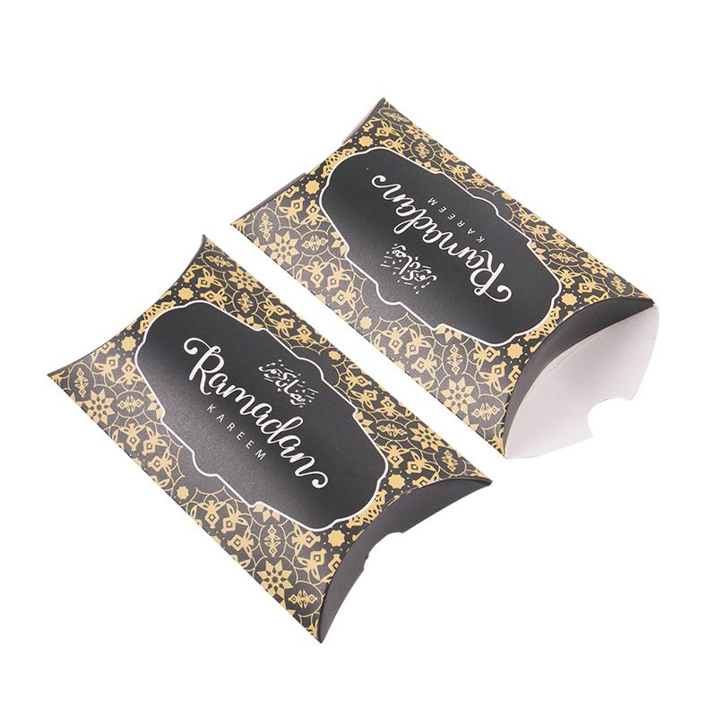 10pcs Eid Mubarak Pillow Shape Candy Boxes 2024 Ramadan Kareem Decoration Kraft Paper Gift Box Packing Bax Islamic Muslim Party