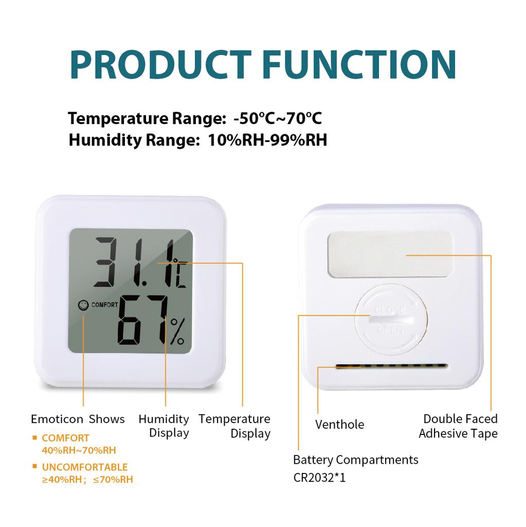 Digital Thermometer Hygrometer Indoor Room Temperature LCD Electronic Humidity Meter Sensor Gauge Weather Station For Home