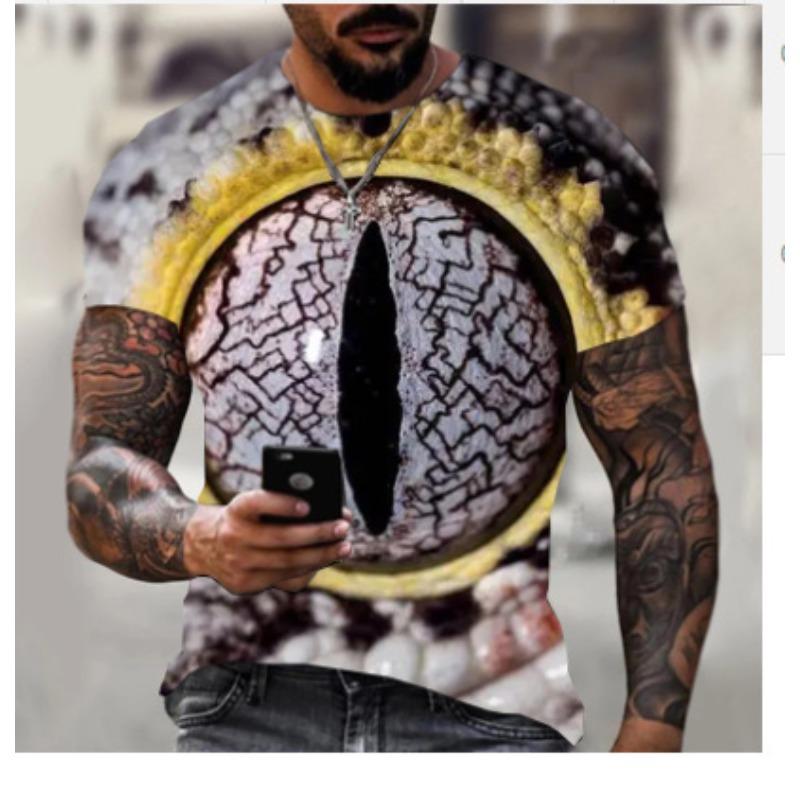 

Летний топ с круглым вырезом и 3D-принтом в виде распыленной краски, модная повседневная мужская футболка с коротким рукавом XS