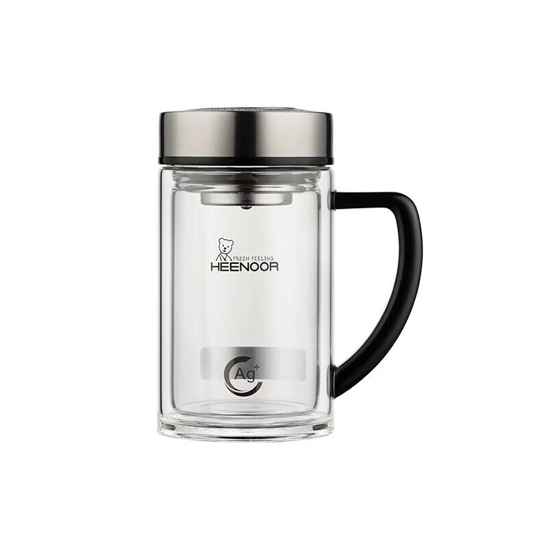 Heenoor Double-Layer Antibacterial Glass Mug with Handle