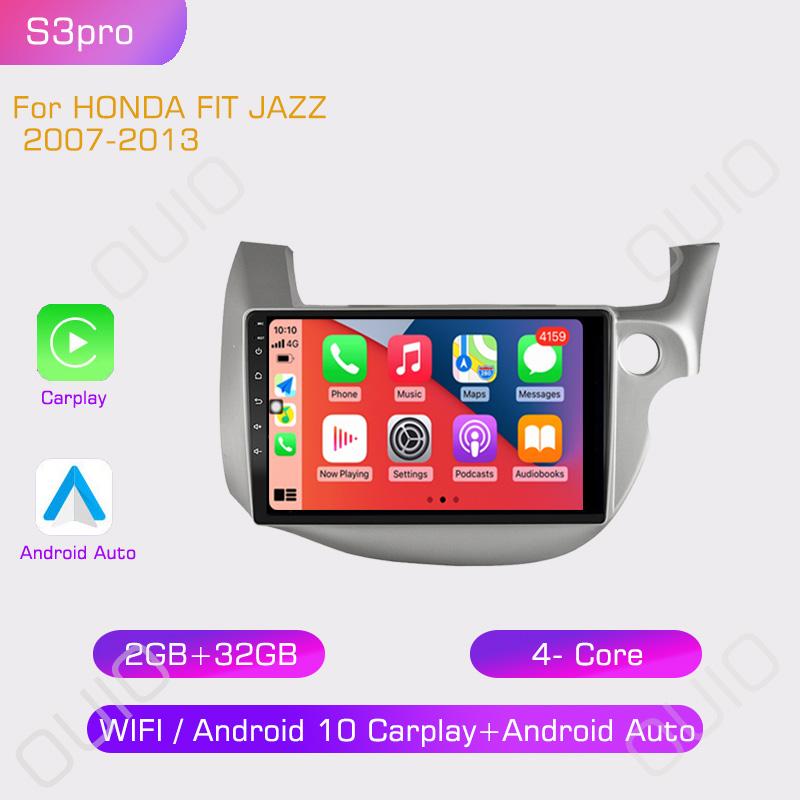 2din 8G+128G 10 inch HD IPS Car Radio Multimedia Player Carplay Auto GPS Navigation DSP BT NO DVD For HONDA FIT JAZZ 2007-2013