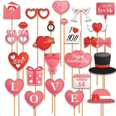25 piezas de accesorios para fotos de San Valentín, accesorios para fotomatón de San Valentín, recuerdos de fiesta