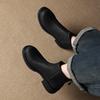 Fashion 2025 NEW Autumn Women Boots Split Leather Women Shoes Round Toe Chunky Heel Shoes Chelsea Boots Daily Shoes Platform Short Boots