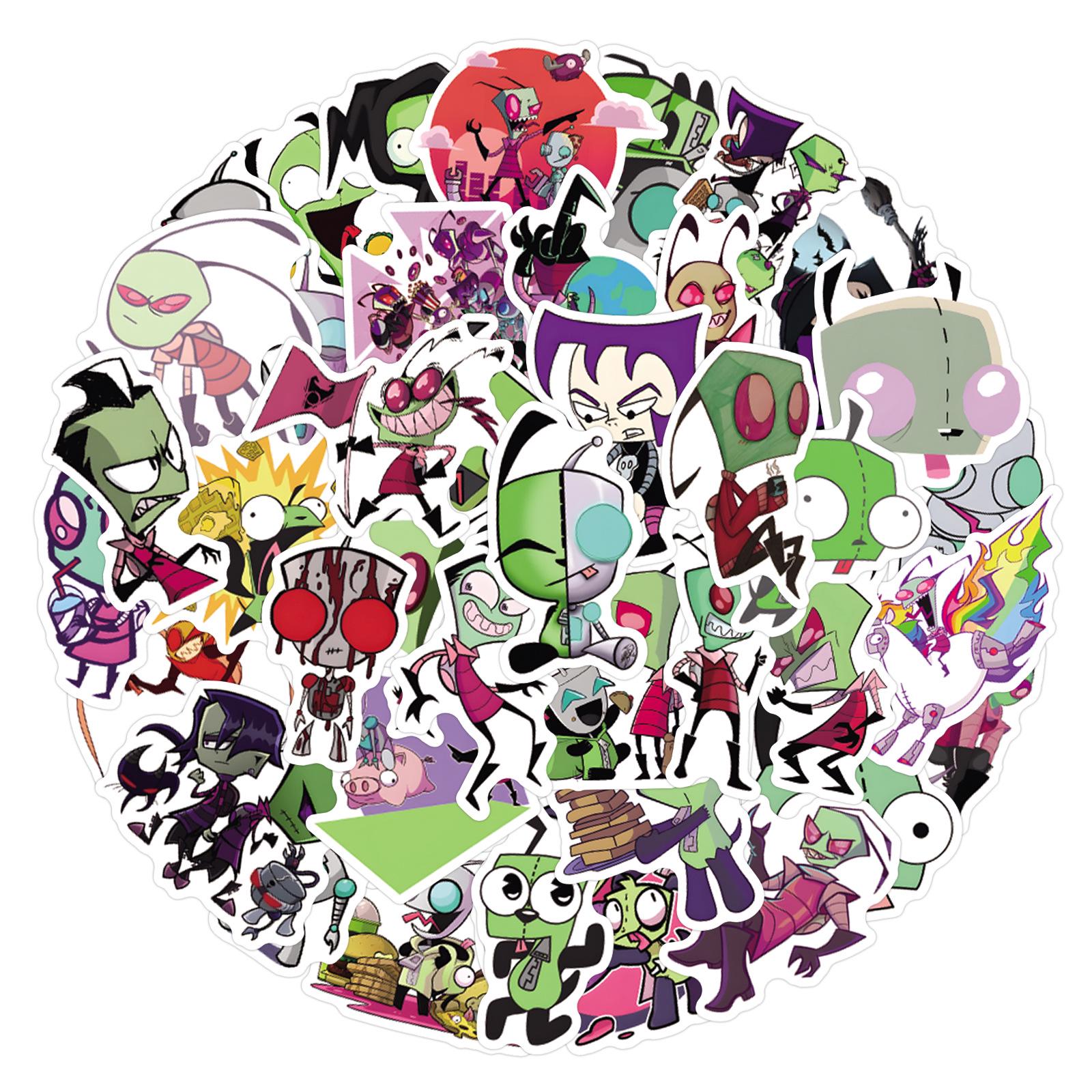 55 Invader Zim Alien Cartoon Waterproof Stickers for DIY & Suitcases