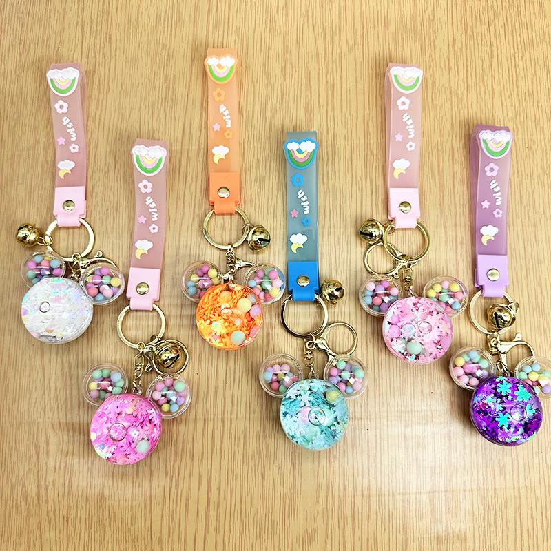Cartoon Mickey Head Candy Quicksand Keychain Women'S Exquisite Cute School Bag Pendant Couple Bag Keychain