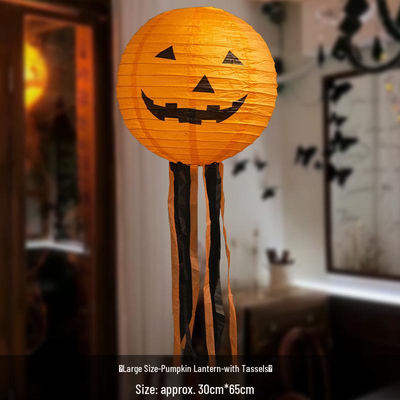Outdoor Luminous Halloween Pumpkin Paper Lantern Decorations for Kindergartens and Hotels