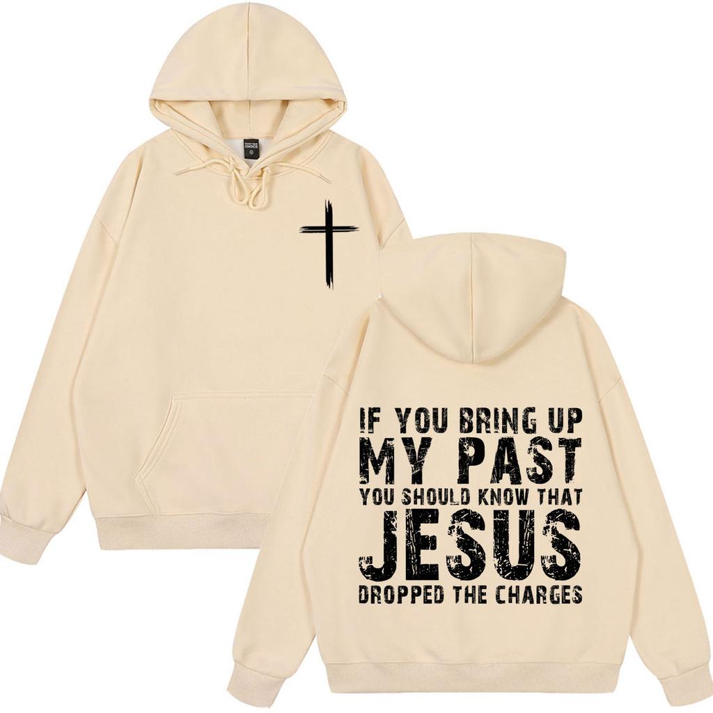 Jesus Dropped The Charges Christian Faith Fashion Print Hoodie Unisex Vintage Pullover Loose Casual Oversized Sweatshirts