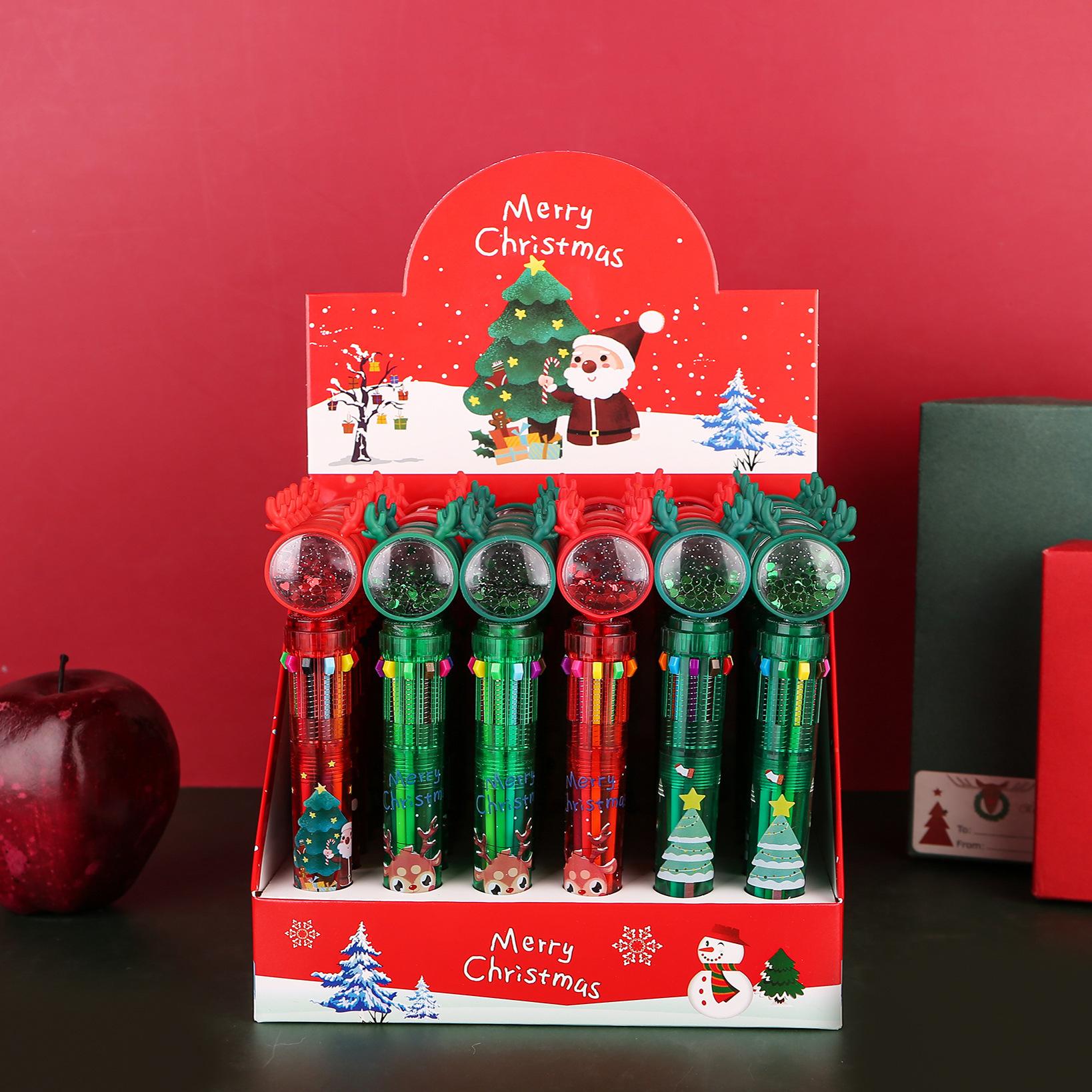 

1pc For Christmas Gift Ballpoint Ten Color Pen Santa Claus Stationery Decor Merry Christmas Home Xmas Ornament Pen Holiday Ballpoint Pen Cute Press St Random style 1PC