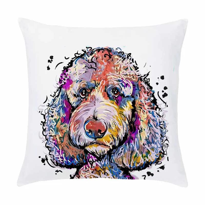 Customizable Home Square Soft Sofa Bed Pillow Cover Painted Dog Decorative Cartoon Puppy