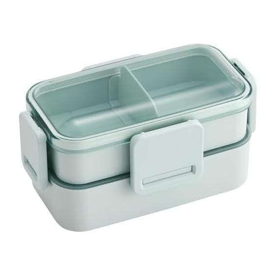 Skater Bento Box, Fluffy Lunch Box, 2 Tiers, 600ml, Dishwasher Safe, Microwave Safe, Made in Japan, Smoky Green PFLW4-A
