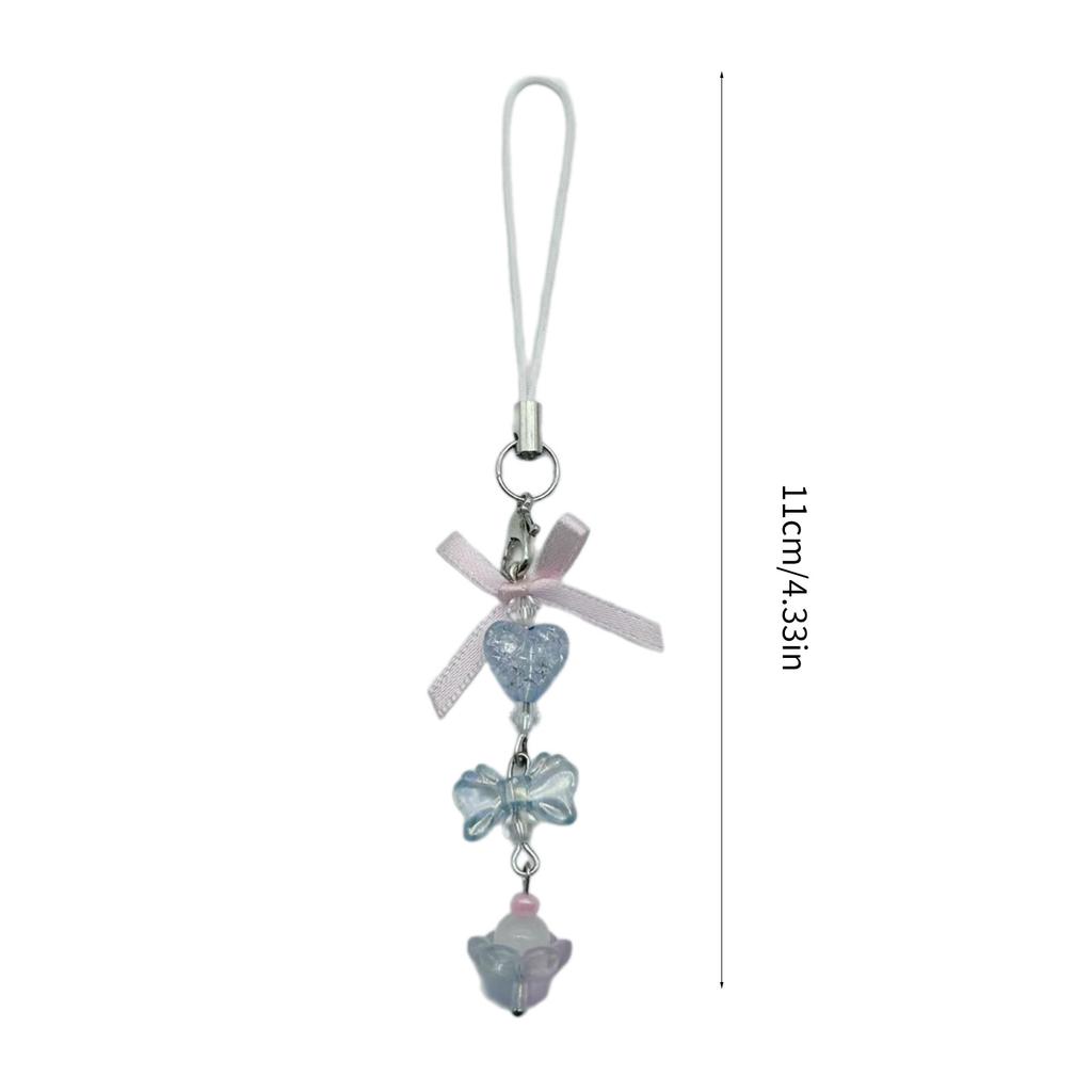 Fashion Flower Bead Bowknot Pendant Phone Straps Lanyard Pocket Keychain Strap Backpack Charm Car Key Decoration Chain